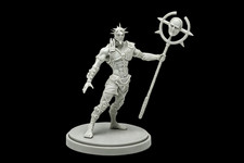 40mm Dark Fantasy Cultist Warrior Miniature Staff Mask Figure Resin Statue