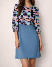 NWT Marc by Marc Jacobs 100 Silk Blue Abstract Print Dress Long Sleeve size 10