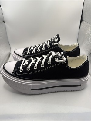 CONVERSE ALL STAR DOUBLE STACK PLATFORM UNISEX SHOES BLACK. Women s 10, Men s 12