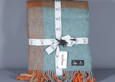 KLIPPAN BLOCK BRUSHED 100% Lambs Wool Reversible Blanket Throw 78''x51'' #2