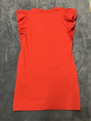 MSGM Milano Italian Sweatshirt Dress Woman s Sz M Red Ruffle Slv Party Cocktail