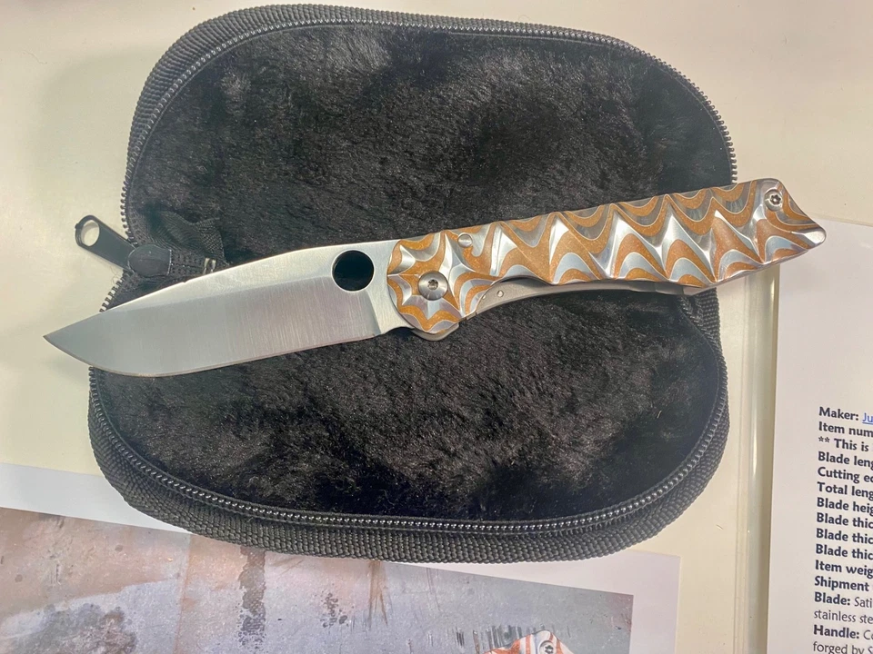 Cuchillo hecho a mano Juergen / Jurgen Schanz DPPK2 Framelock con titanio y Mokume Foto 2 de 4