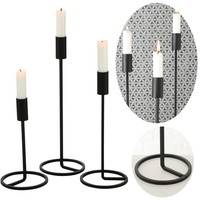 3X KerzenstäNder Schwarz Metall 3Er Set Kerzenleuchter Kerzenhalter Stabkerzen