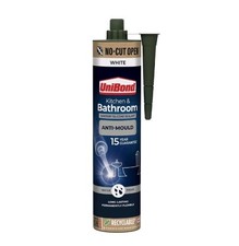UniBond Kitchen and Bathroom Mould-Resistant, White Silicone Sealant, No Cut Top