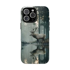 Elk Deer Woodland Forest Stream Phone Case for iPhone, Samsung Galaxy, Pixel