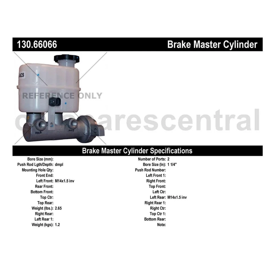 Cilindro maestro de freno Centric Parts para Chevrolet Avalanche 2009 2010 2011 2012 Foto 3 de 4