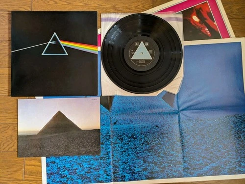 PINK FLOYD The Dark Side Of The Moon JAPAN LP w/ BOOK & 2 Poster Solid Blue
