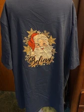 AMAZON ESSENTIALS BLUE V-NECK SANTA TEE SIZE XL