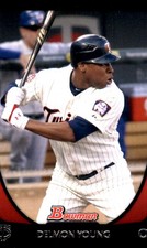 Delmon Young 2011 Bowman #75 Minnesota Twins MLB READ FREE SHIPPING AutographDen