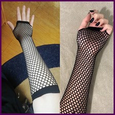 Women Fashion Neon Fishnet Fingerless Long Gloves Leg Arm Cuff Party Wear Fancy