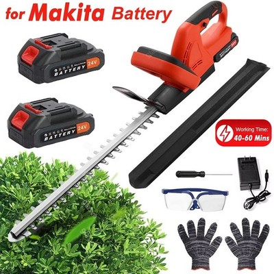22'' Cordless Hedge Trimmer 24V Bush Trimmer Handheld Hedge Cutter W/2*Battery