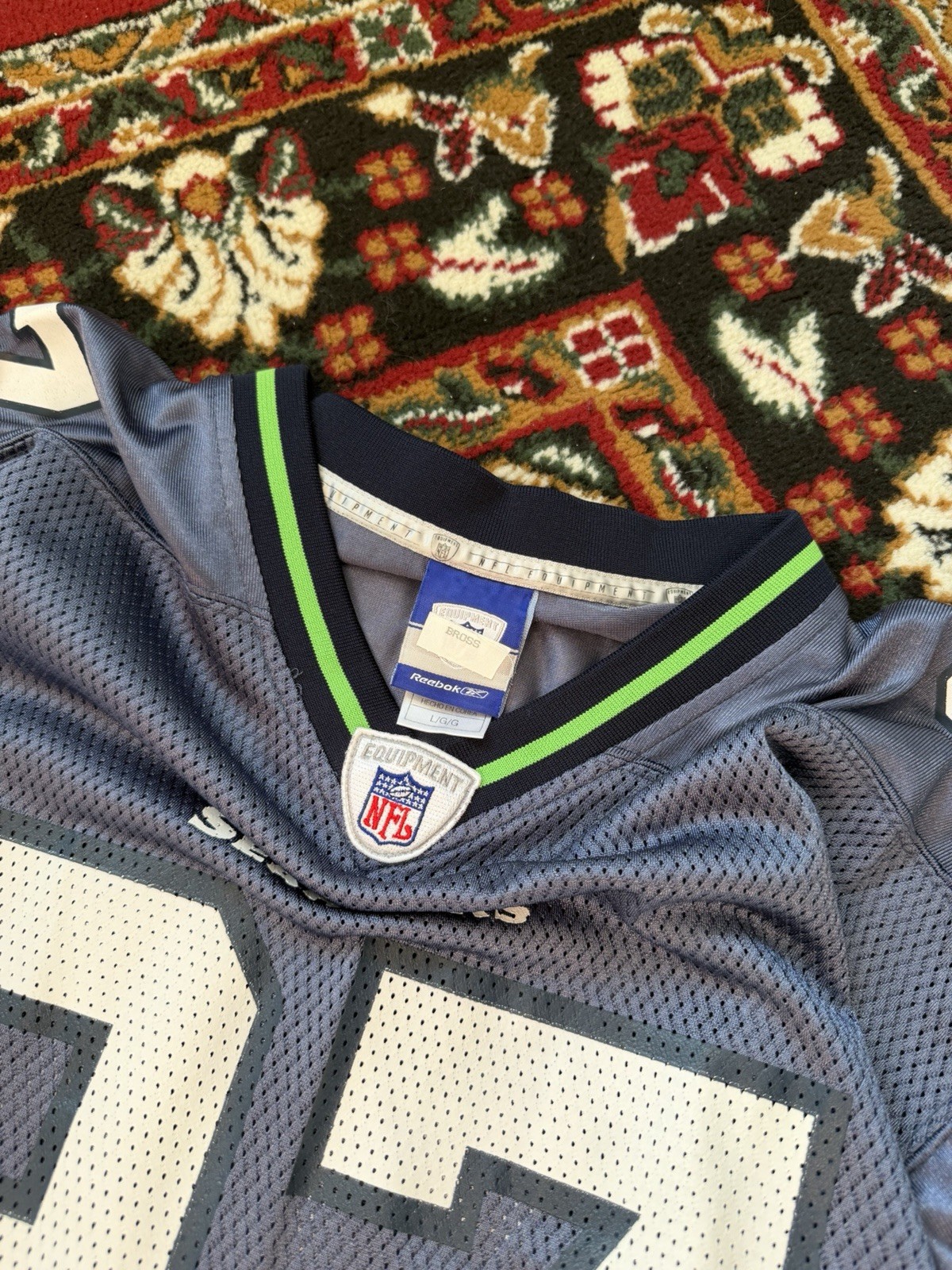 Seattle Seahawks #37 Shaun Alexander Reebok Authentic Patch Home Jersey Size XL thumbnail 9