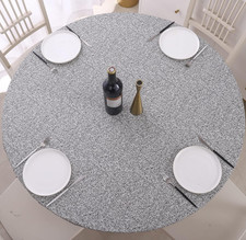 round Vinyl Fitted Tablecloth with Flannel Backing Elastic Edge Design Table Cov