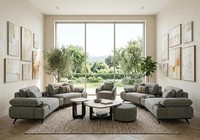 Sofa Set 3 Sitzer Sessel Couchtisch Hocker Modern Grau Edel Polster