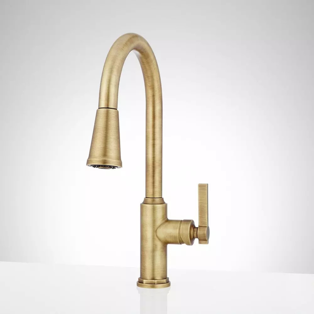 Signature Hardware SHXCGF107AGBR Single Handle Pull Down Kitchen Faucet in Aged 34590₽