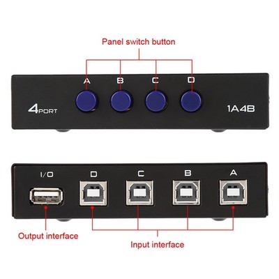 2/4-Port USB 2.0 Manueller Sharing-Switcher Für PC Drucker Und Scanner