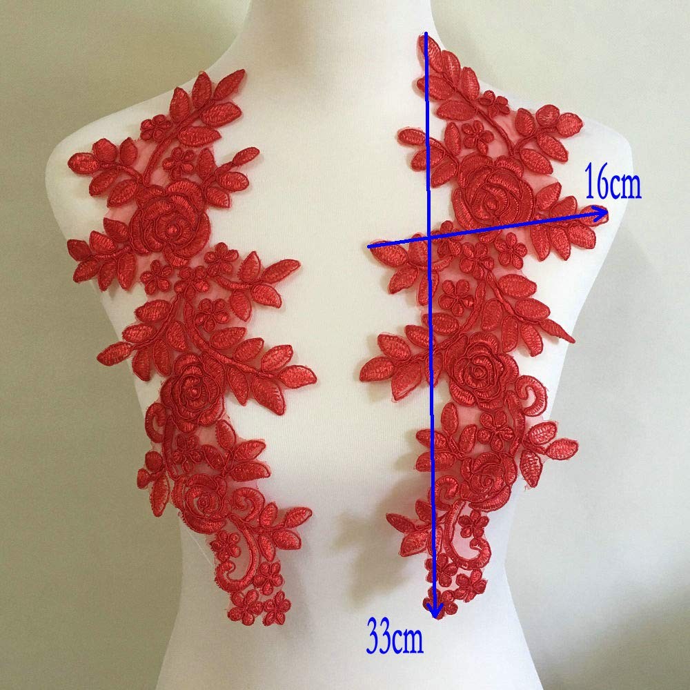 2pairs Lace Embroidery Big Flower Patch Children's Wedding Dress Costume DIY ...