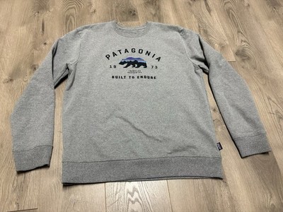 Patagonia Uprisal Crew Sweatshirt Mens Size Medium Gray Bear Logo Pullover