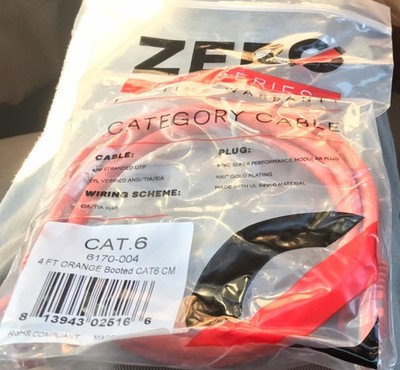 Zero Pro Series, 4 ft CAT6 patch cables, 10 pack booted orange