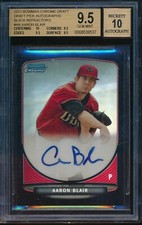 2013 Bowman Draft Aaron Blair Black Refractor Chrome Auto BGS 9.5 Gem Mint /35