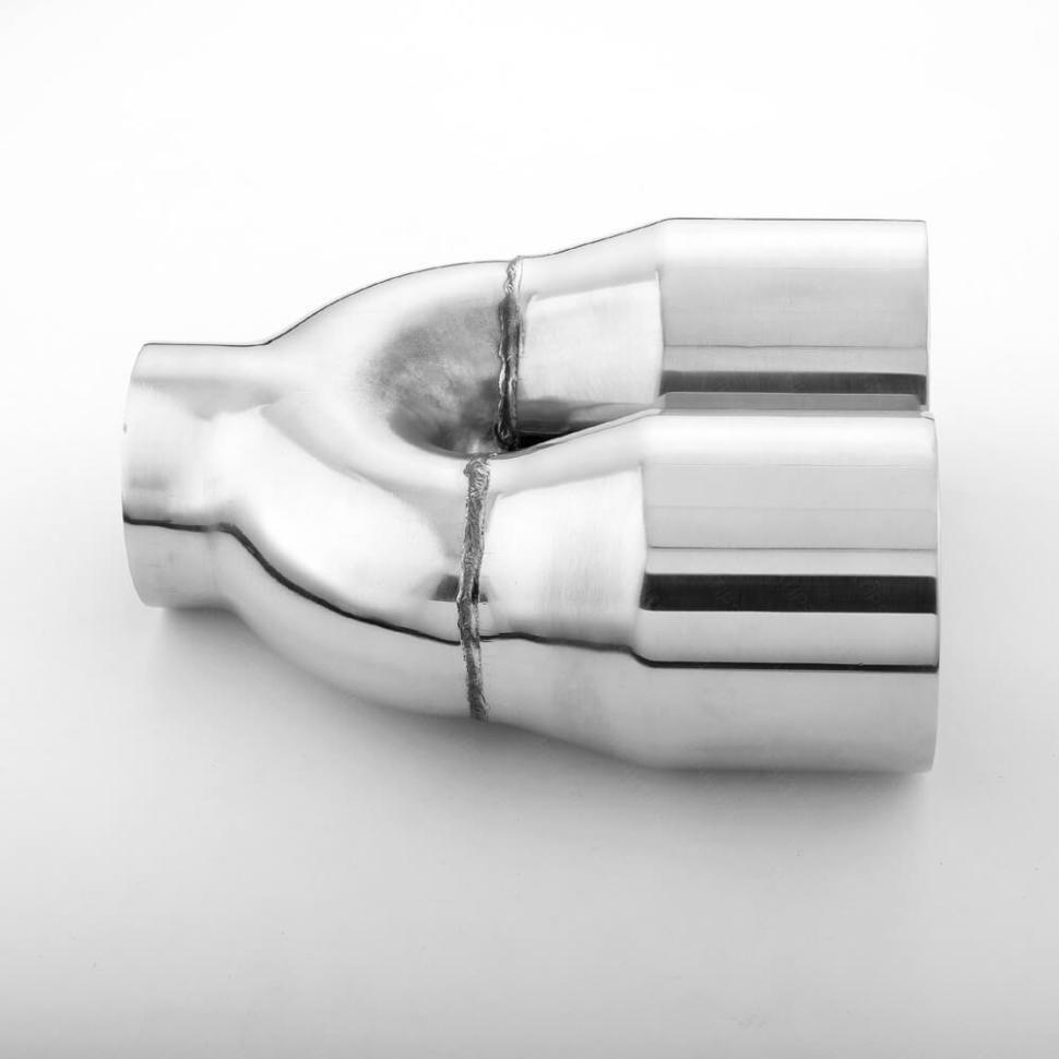Stainless Steel 3" Inlet Exhaust Tip Dual 4" Out Straight Cut 9" Long ...