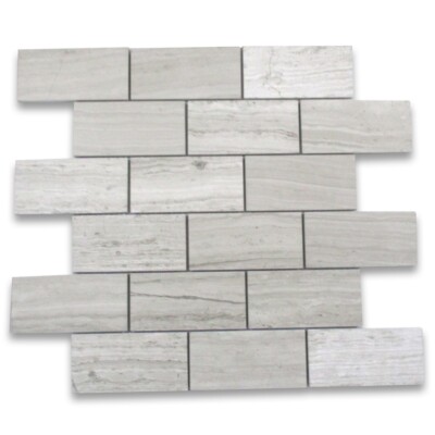 W64XP Athens Silver Cream 2x4 Subway Tile Marble Polished Haisa Wooden Beige