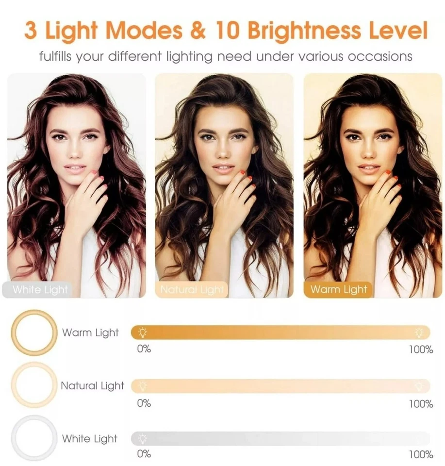 10 inch LED Ring Lights With Tripod Stand & Phone Holder for Selfie Makeup UK - Image 3 of 4
