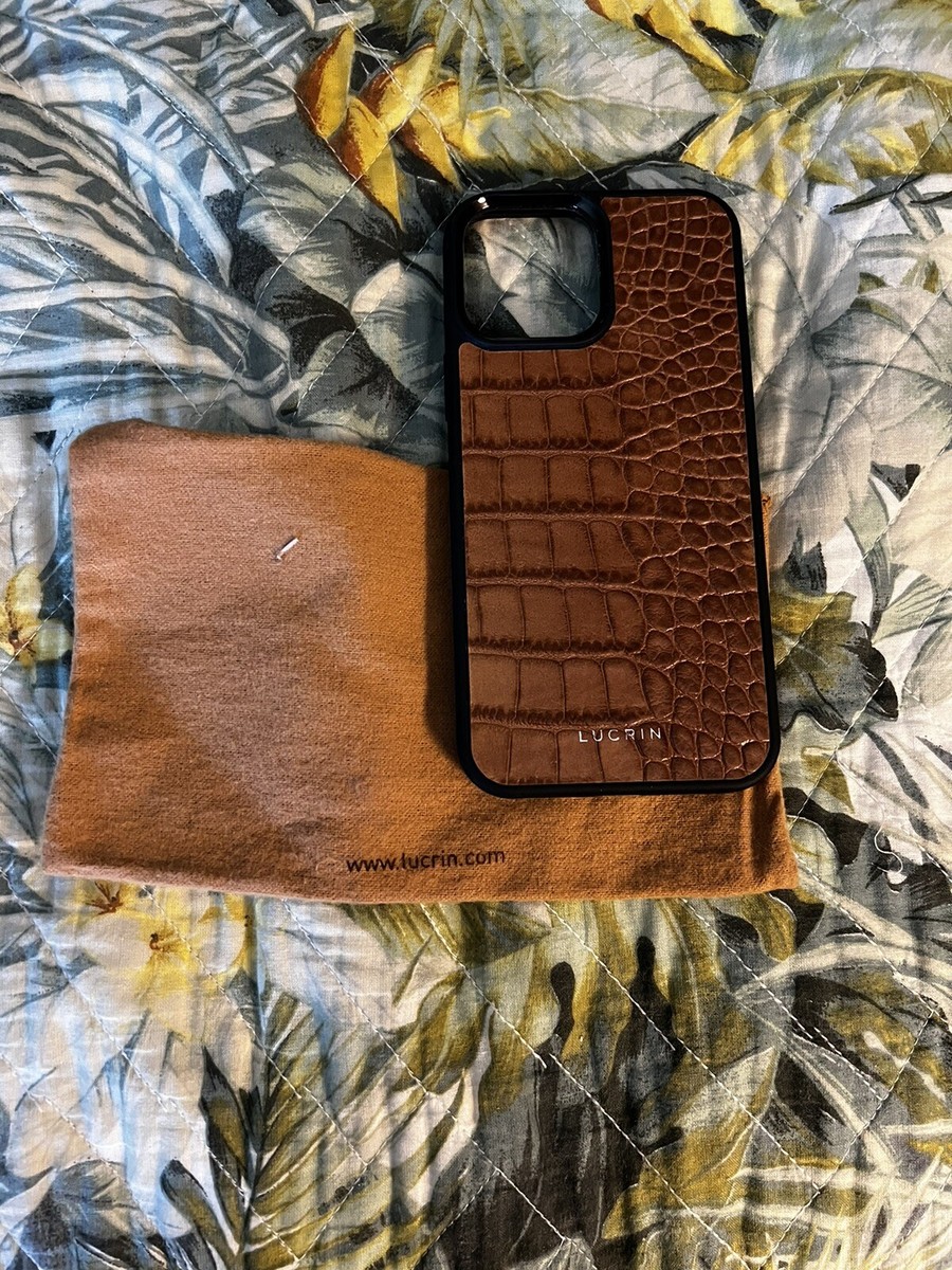 LUCRIN IPHONE 13 PRO MAX CAMEL COLOR CROCODILE STYLE REAL CALFSKIN
