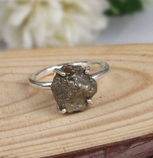 Natural Rough Pyrite Gemstone Sterling Silver Band Ring Jewelry Gift For Her