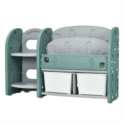 Kids Toy Storage Organizer with 2-Tier Bookshelves and Storage Shelves - Picture 3 of 9