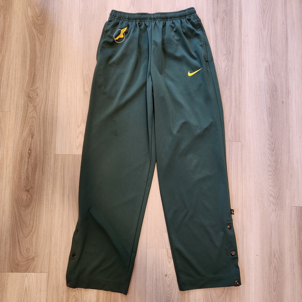 Nike Dri Fit Pants Mens 26x32 Green Track Basketball Ankle Snaps