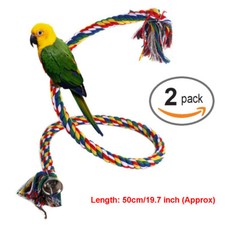 2PC Parrot Hanging Braided Budgie Chew Rope Bird Cage Toy Stand Swing NEW