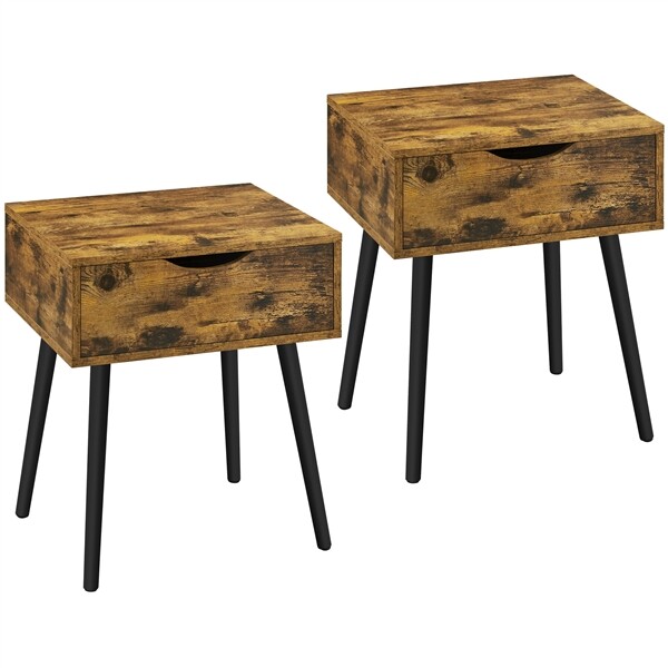 2 Piezas Mesillas de Noche Dormitorio Nordica Mesitas de Noche Blancas con Patas