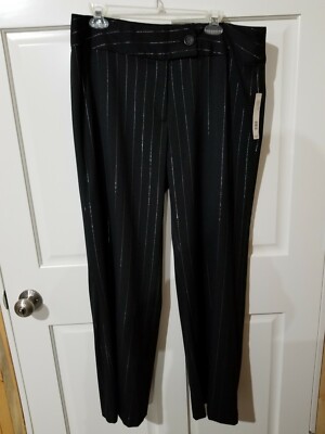 Black Pinstriped Straight flare leg dress pants by Jared Ross size 14 | eBay