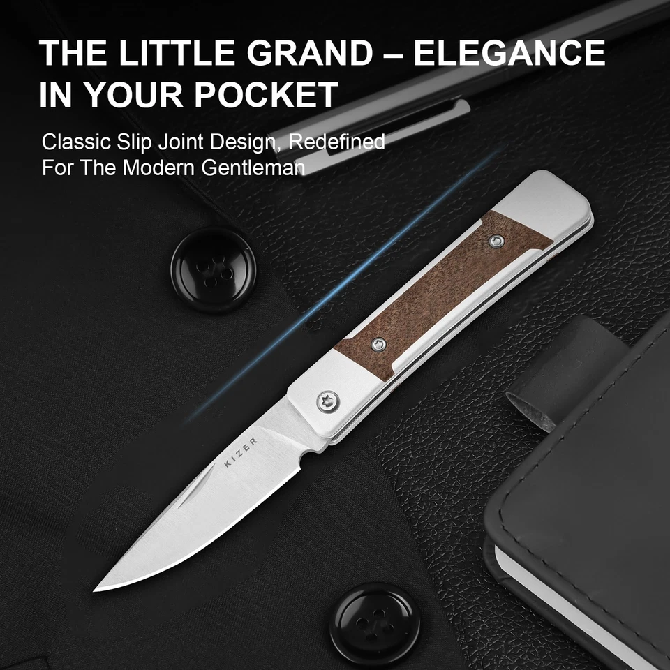 Kizer Little Grand Folding Knife Nitro-V Blade Aluminum & Wood Handle V2670A1 - Image 2 of 4