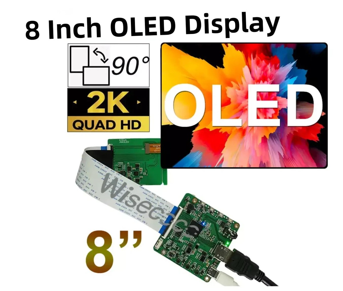 8'' OLED Display 2K 2480x1860 Screen DIY KIT w/HDMI Driver Board