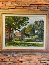 Vintage Oil Painting - 59cm By 49cm Signed By Artist - Landscape Country Scene