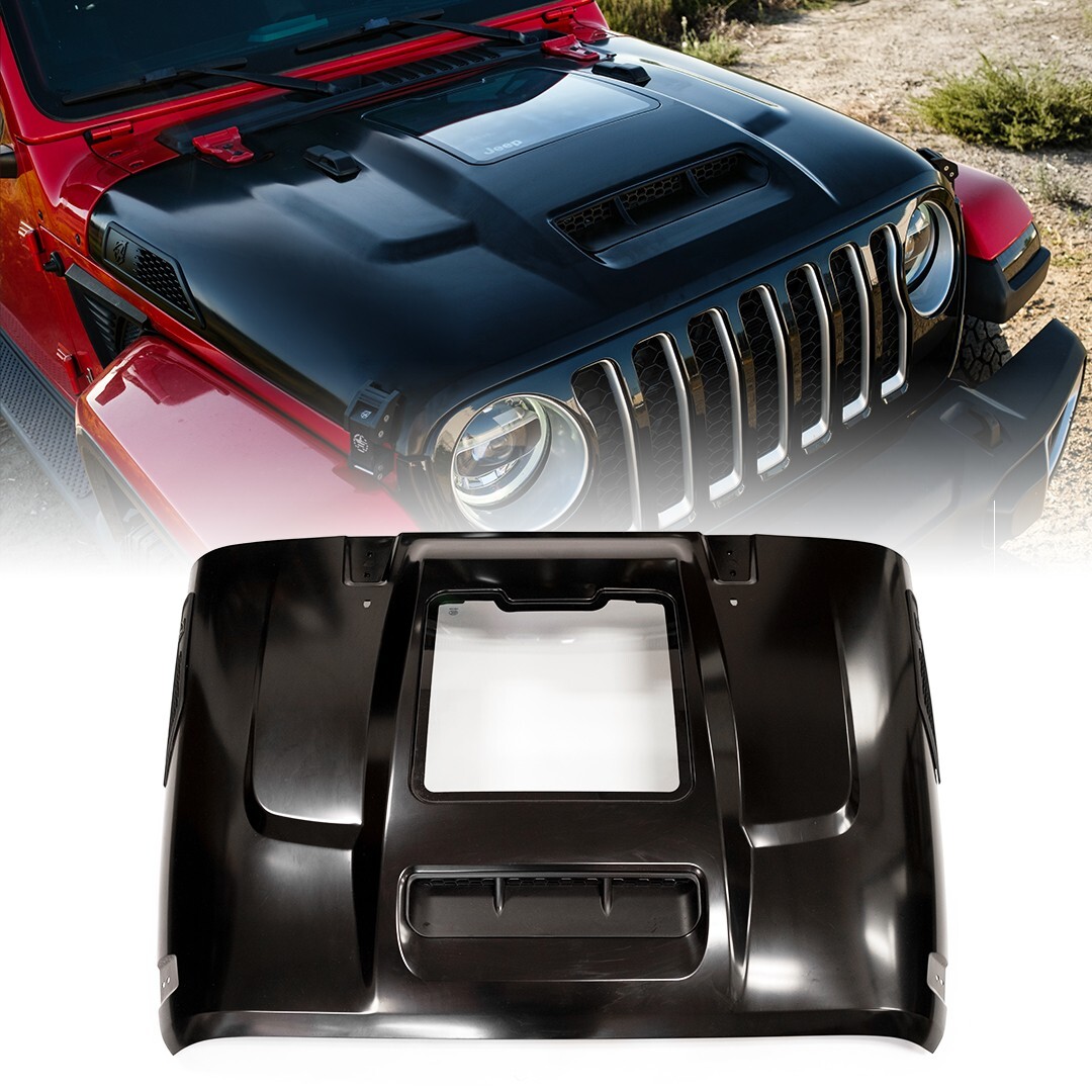 Xprite Clear Steel Hood Scoop Air Vents for Jeep Wrangler JL