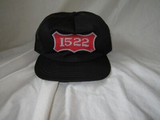 Vintage 1522 patch Adjust-a-Tab Made In USA Trucker Snapback Black Mesh hat cap