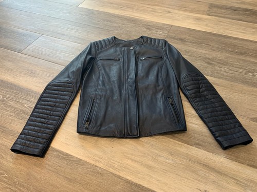 VINCE BLUE QUILTED LEATHER ZIP FRONT 
