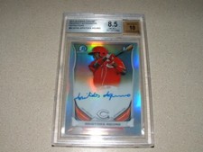 2014 BOWMAN CHR ARISTEDES AQUINO AUTO,SIGNED REFRACTOR /500 ROOKIE CARD BGS 8.5