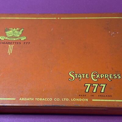 777 tobacco Vintage State Express Cigarettes 777 Tin Box Ardath Tobacco No 0335 On Back