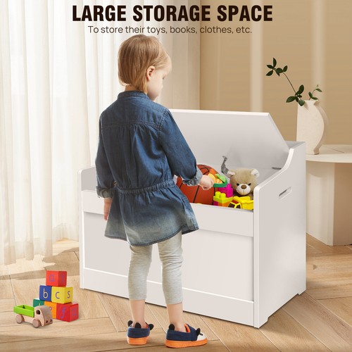 New White Toy Box Storage Unit Childrens Kids Chest Boxes Bench Strong Bedroom - Picture 5 of 12
