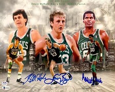 LARRY BIRD ROBERT PARISH KEVIN MCHALE BOSTON CELTICS BIG 3 SIGNED 11X14 COA 7