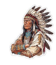 Native American Indian with headdress head dress Sticker Stickers Decal A1021