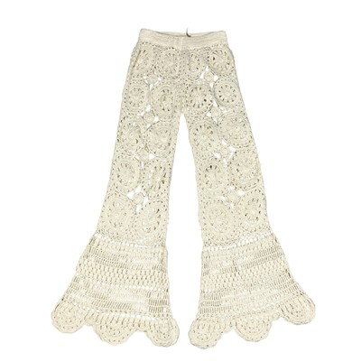 Akoia Swim Crochet Pants Womens XS Flare Sheer Knit Boho Beach Bunga Hippie New