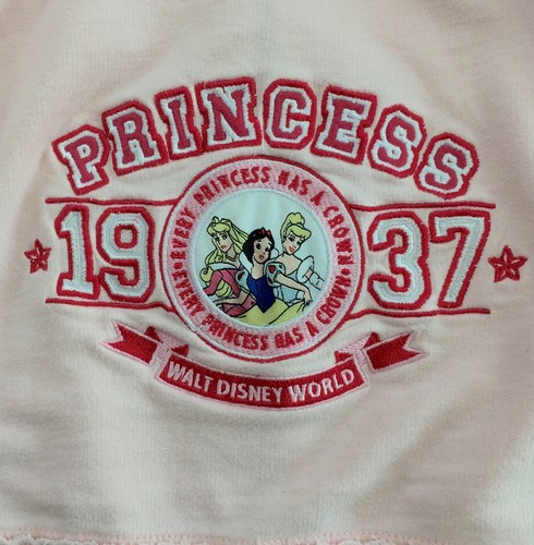 Disney Kids Princess Jacket FrTerry Zip Hood Est.1937 Crown Size XS Lt. Pink EUC - Picture 8 of 9