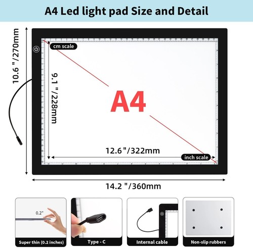 A4 Light Pad for Diamond Art Kits for Adults,0.2" Ultra Thin Light Board - Picture 5 of 7