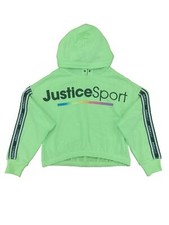 Justice Sport Girls Green Semi Cropped Pullover Hoodie Sweatshirt