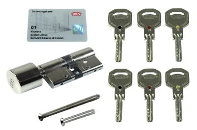BKS GMBH BKS Knaufzylinder Janus mit 6 Wendeschlüsseln, (Schließseite) 50/40 (Knaufseite)